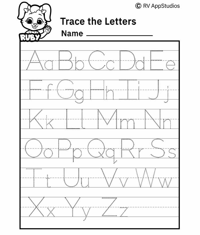 Free Printable Alphabet Letters A Z Tracing