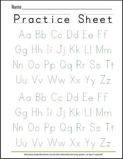 ABCs Dashed Letters Alphabet Writing Practice Worksheet Student Handouts