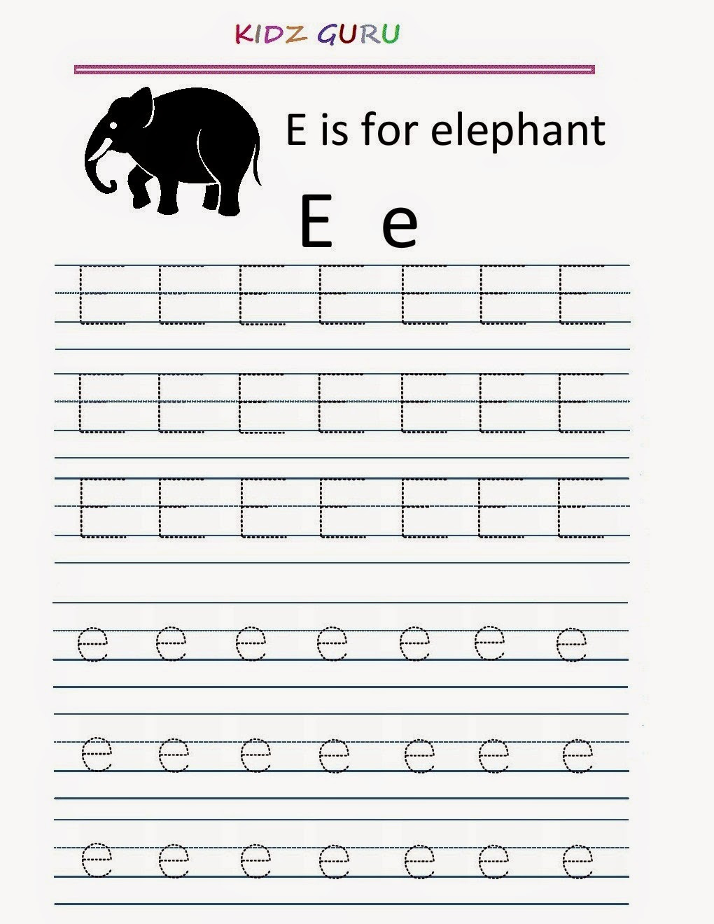 Alphabet Tracing Worksheets E AlphabetWorksheetsFree