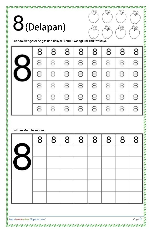 BELAJAR MENGENAL Dan MENULIS ANGKA 123 Numbers Preschool Printables 