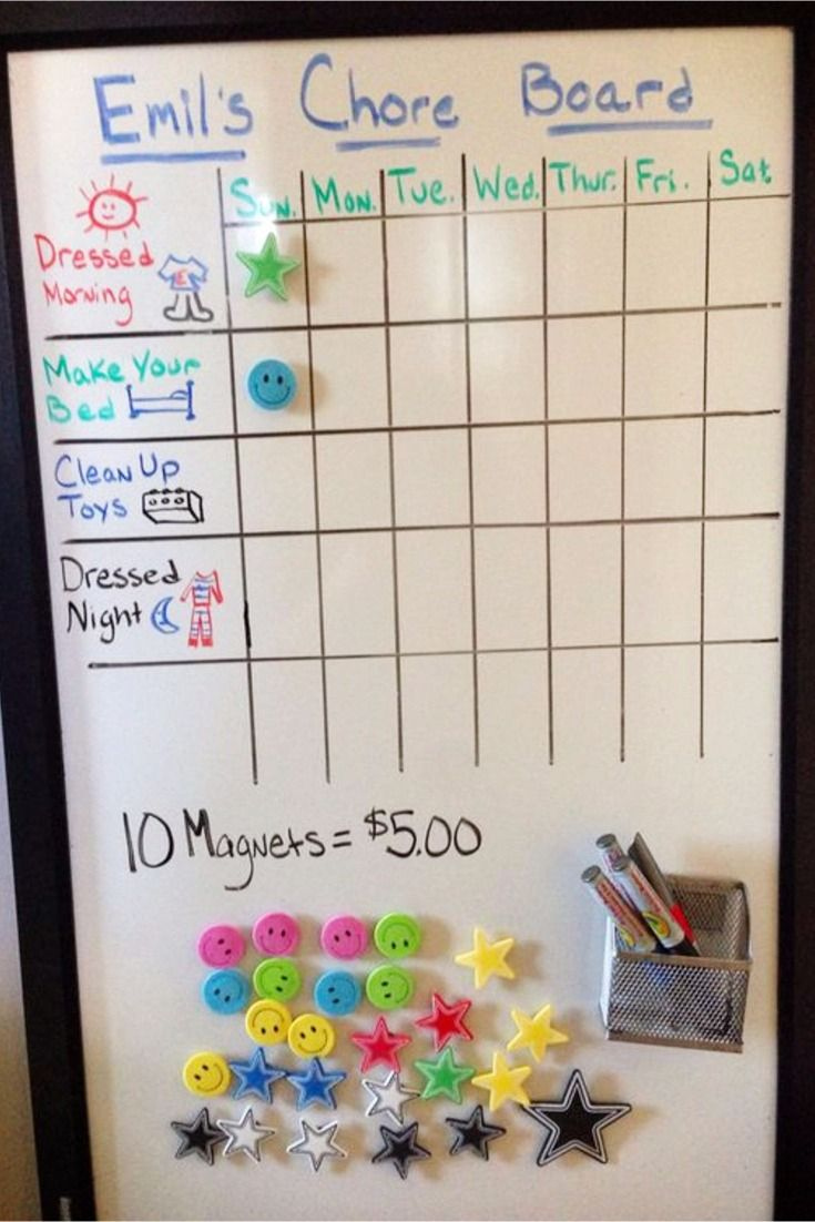Brilliant DIY Chore Chart Idea Using A Dry Erase Board And Magnets 