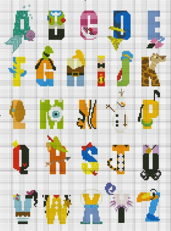 Disney Character Alphabet Counted Cross Stitch By StitchandaSong