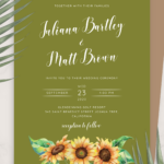 Download Printable Olive Green Sunflower Wedding Invitation PDF