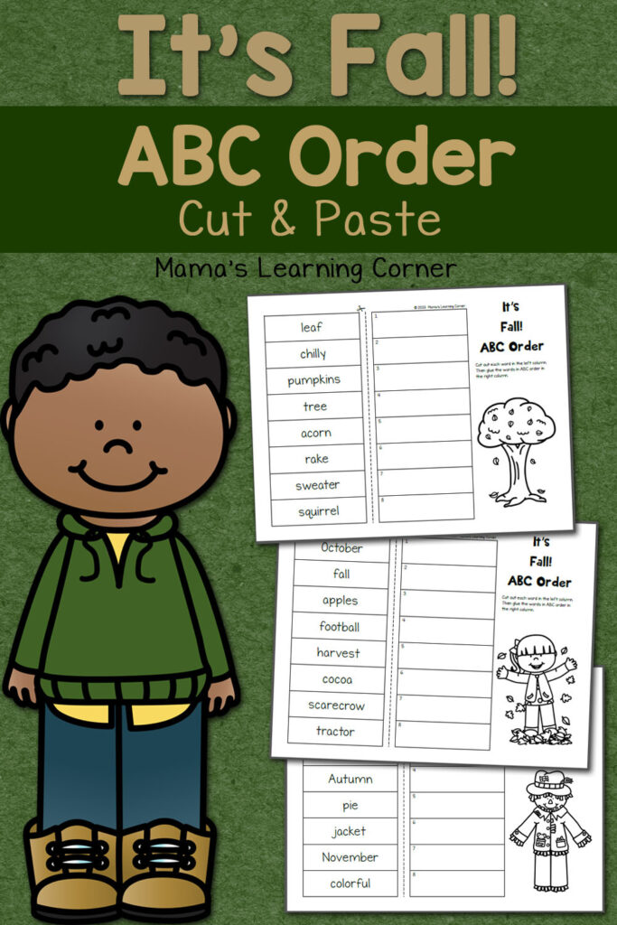 Fall Cut And Paste ABC Order Worksheets Mamas Learning Corner ABC