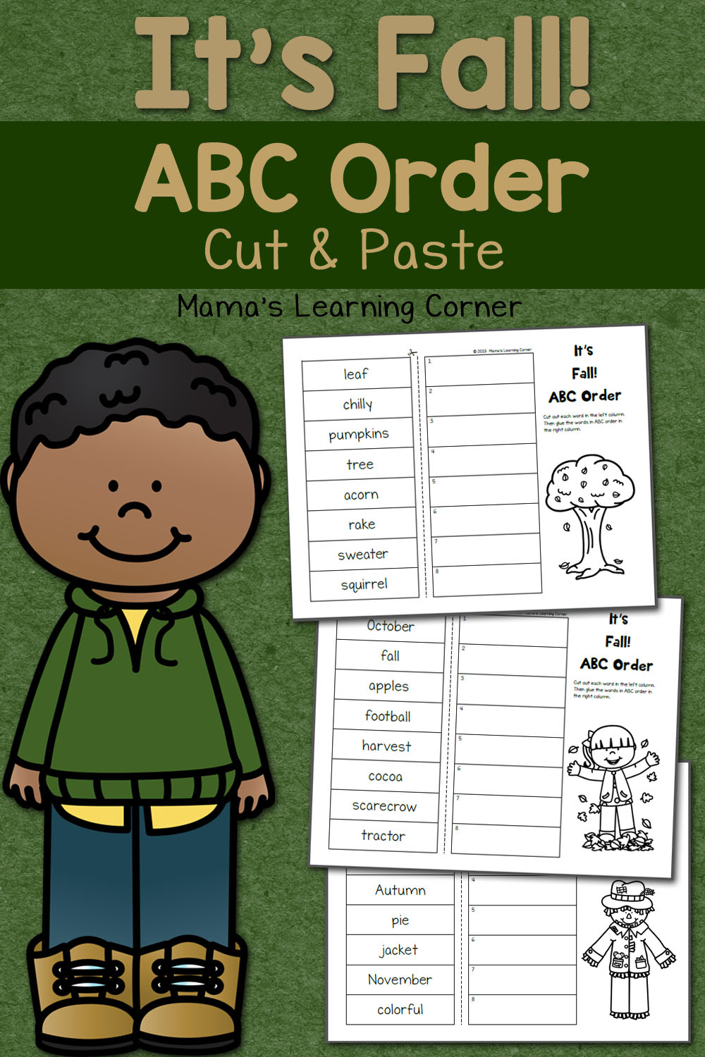 Fall Cut And Paste ABC Order Worksheets Mamas Learning Corner