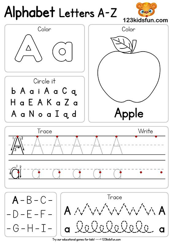 Free Alphabet Practice A Z Letter Worksheets 123 Kids Fun Apps 