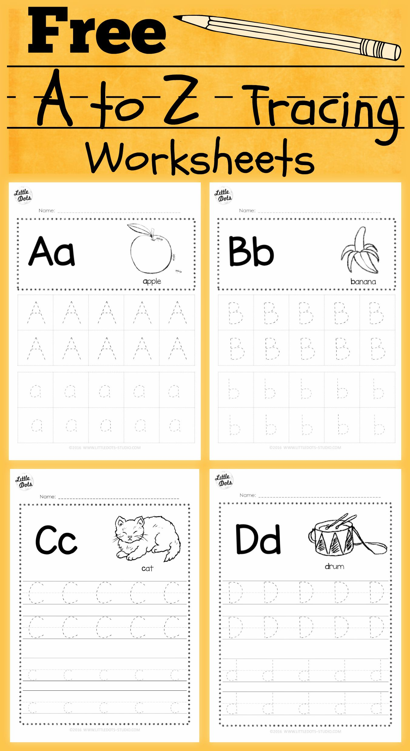 Free Tracing Letters A Z Worksheets TracingLettersWorksheets