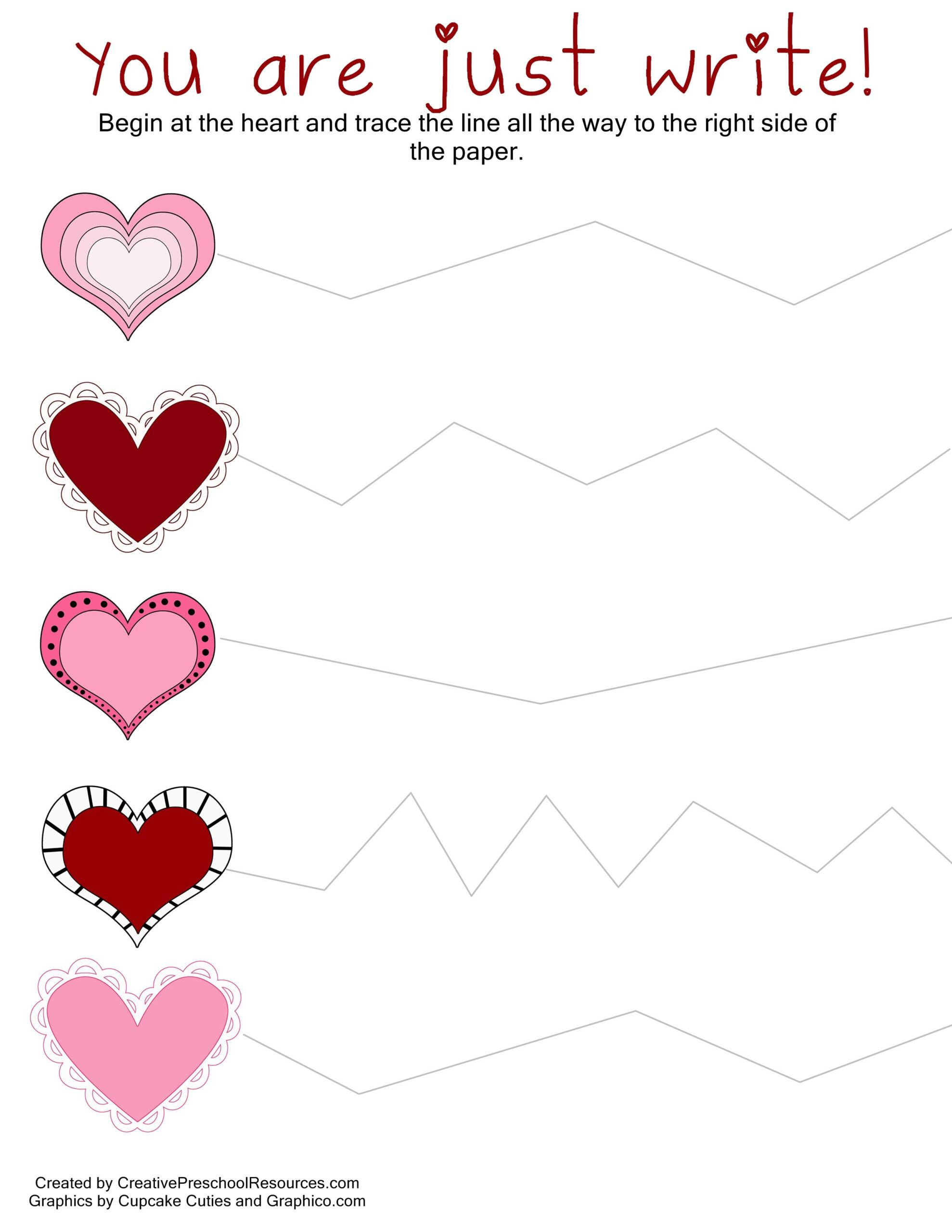 Heart Tracing Worksheet AlphabetWorksheetsFree