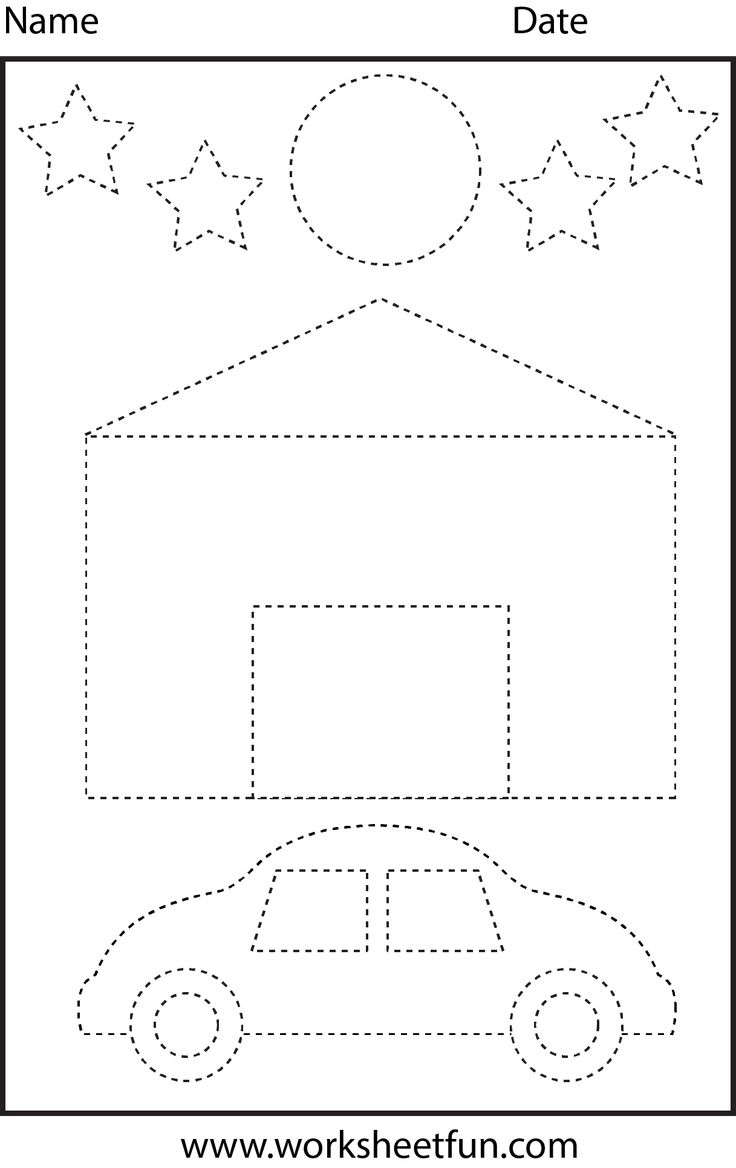 House Car Moon Stars Tracing Worksheet Atividades De Coordena o 