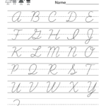Kindergarten Cursive Handwriting Worksheet Printable Cursive