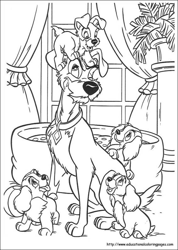 Lady And Tramp Coloring Educational Fun Kids Coloring Pages And 