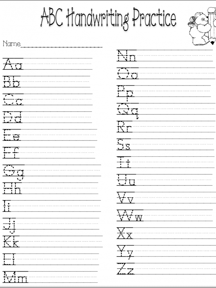 Printable ABC Chart Worksheet