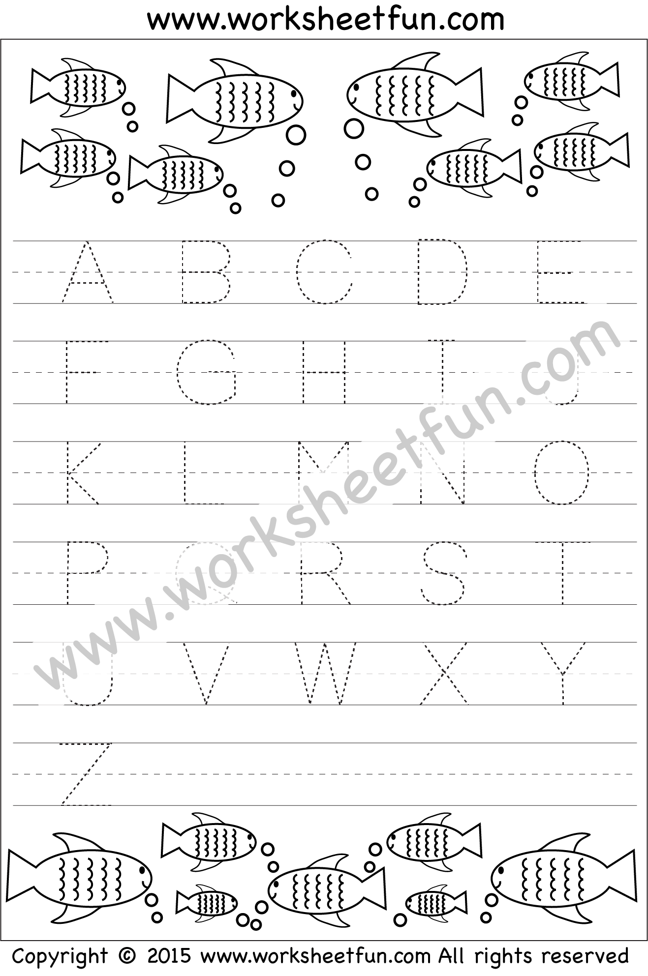 Letter Tracing Worksheet Capital Letters Fish Theme FREE 