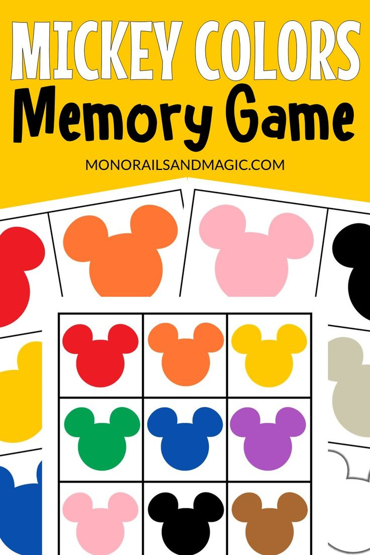 Mickey Colors Memory Game Free Printable Monorails And Magic Memory 