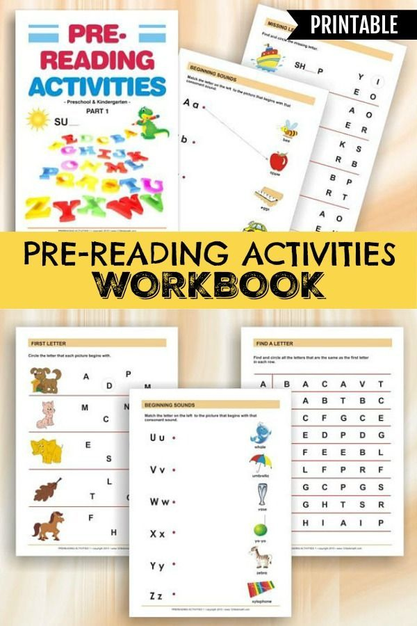 Pre Reading Activities Printable Workbook For Preschoolers And 