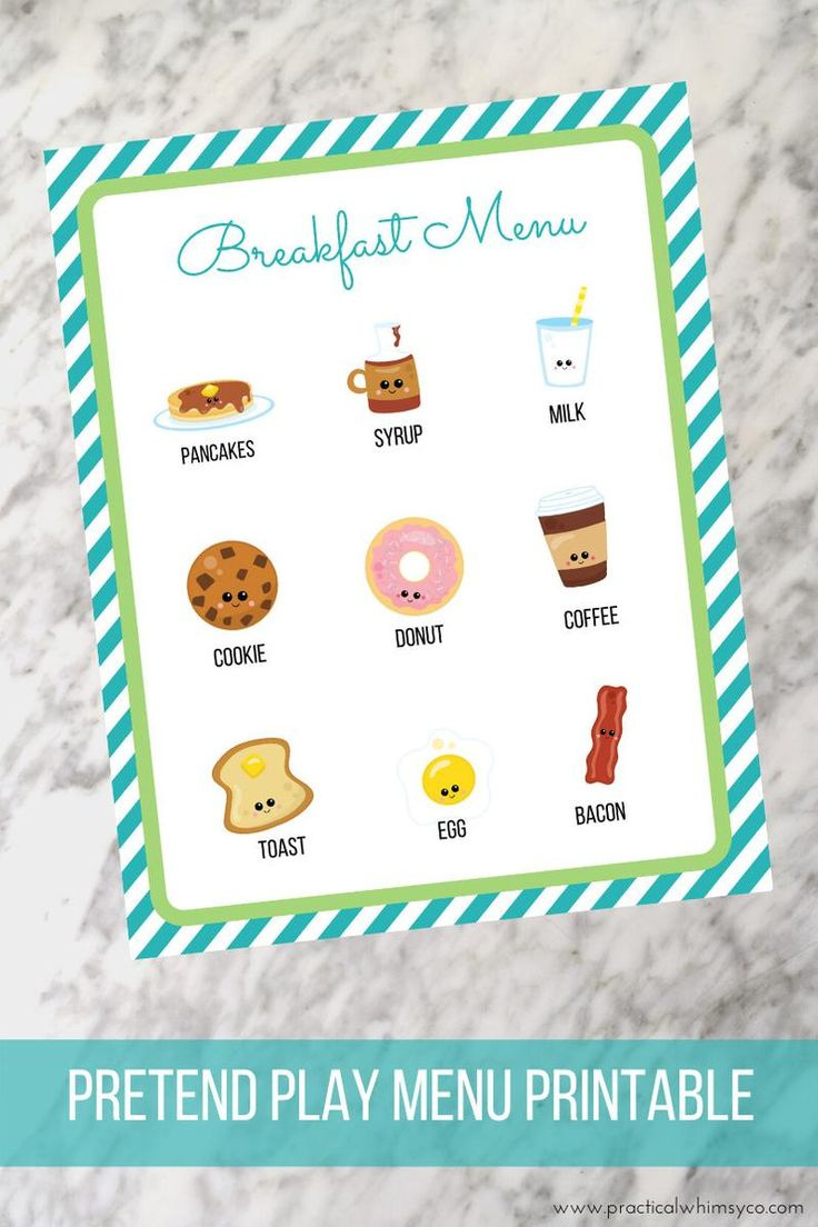 Pretend Restaurant Preschool Printables Menu Instant Etsy Play Menu 