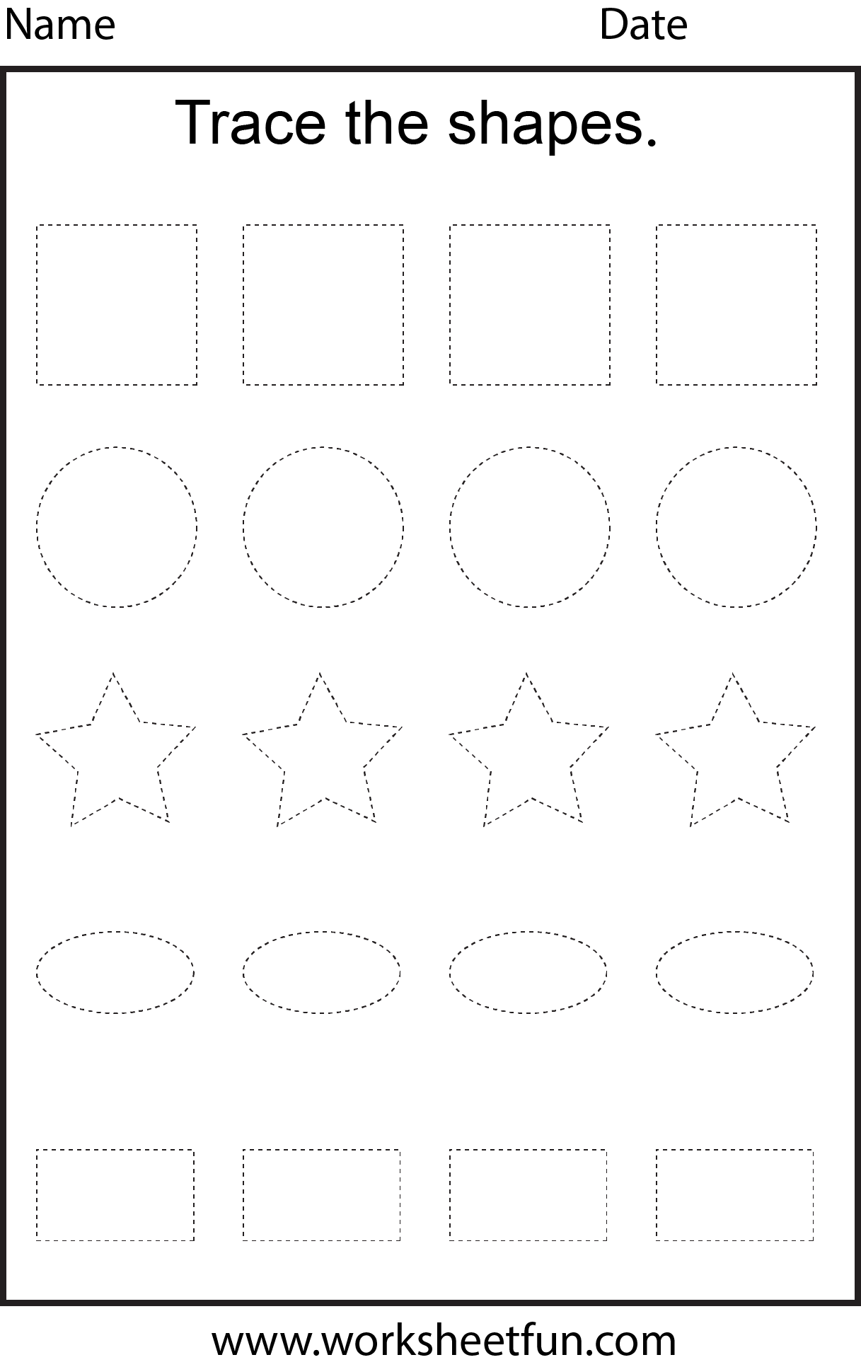 Shape Tracing 1 Worksheet FREE Printable Worksheets Worksheetfun