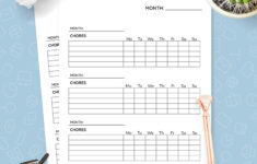 Simple Monthly Chore Chart Template Template Printable PDF