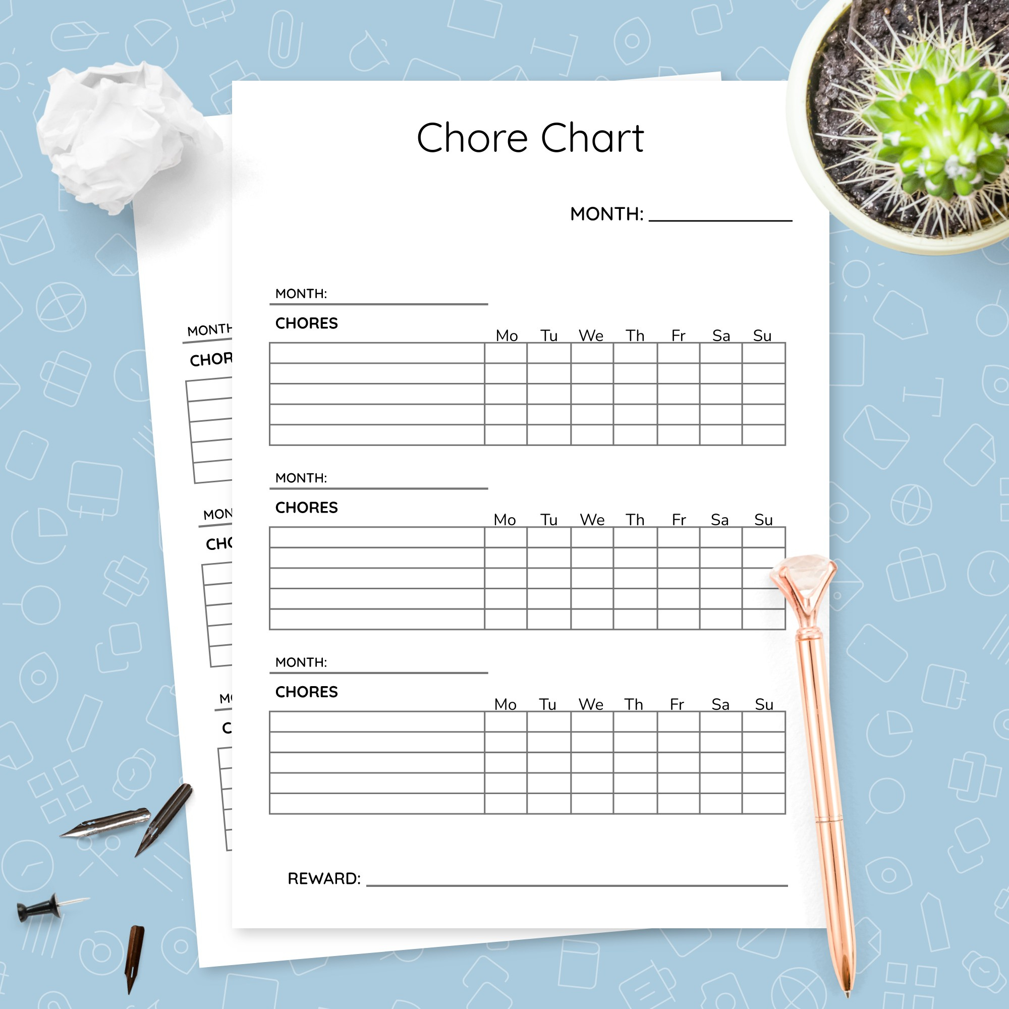 Simple Monthly Chore Chart Template Template Printable PDF