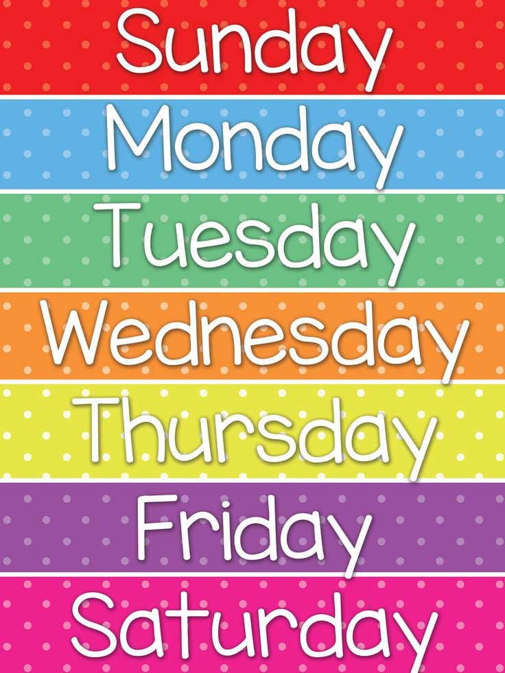 This Colorful Days Of The Week Poster Can Be Placed On Your Calendar 