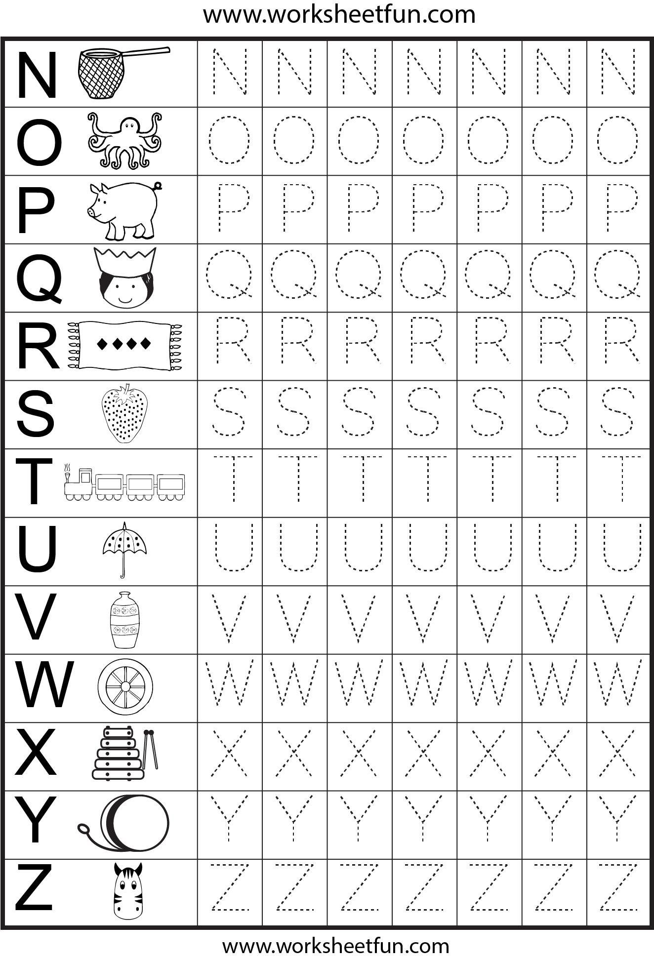 Worksheets For Kindergarten Alphabet Tracing Es ABCs Pinterest 