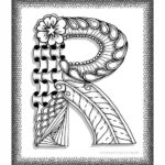 Zentangle R Monogram Alphabet Illustration Art Print By Vermont