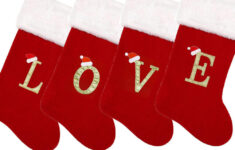 4 Pack Alphabet Letters Christmas Stocking Nordic Letter Print with Christmas Stockings Alphabet