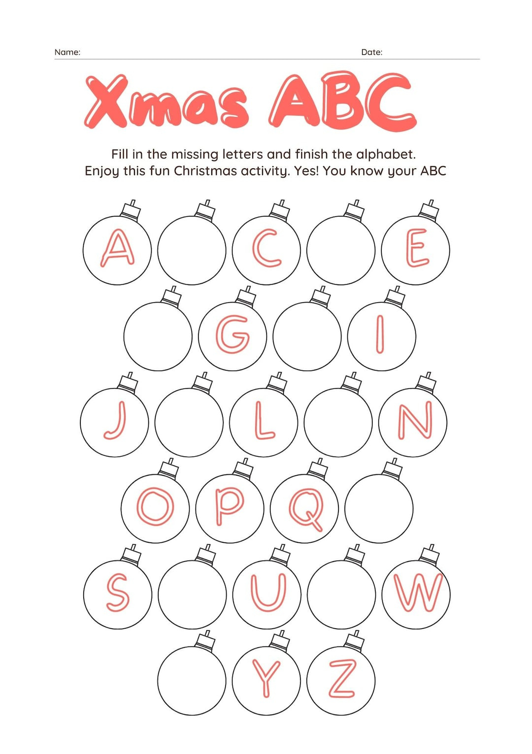 4 Page Christmas Abc Worksheet, Holiday Party Game, Christmas inside Christmas Alphabetical Order Worksheets