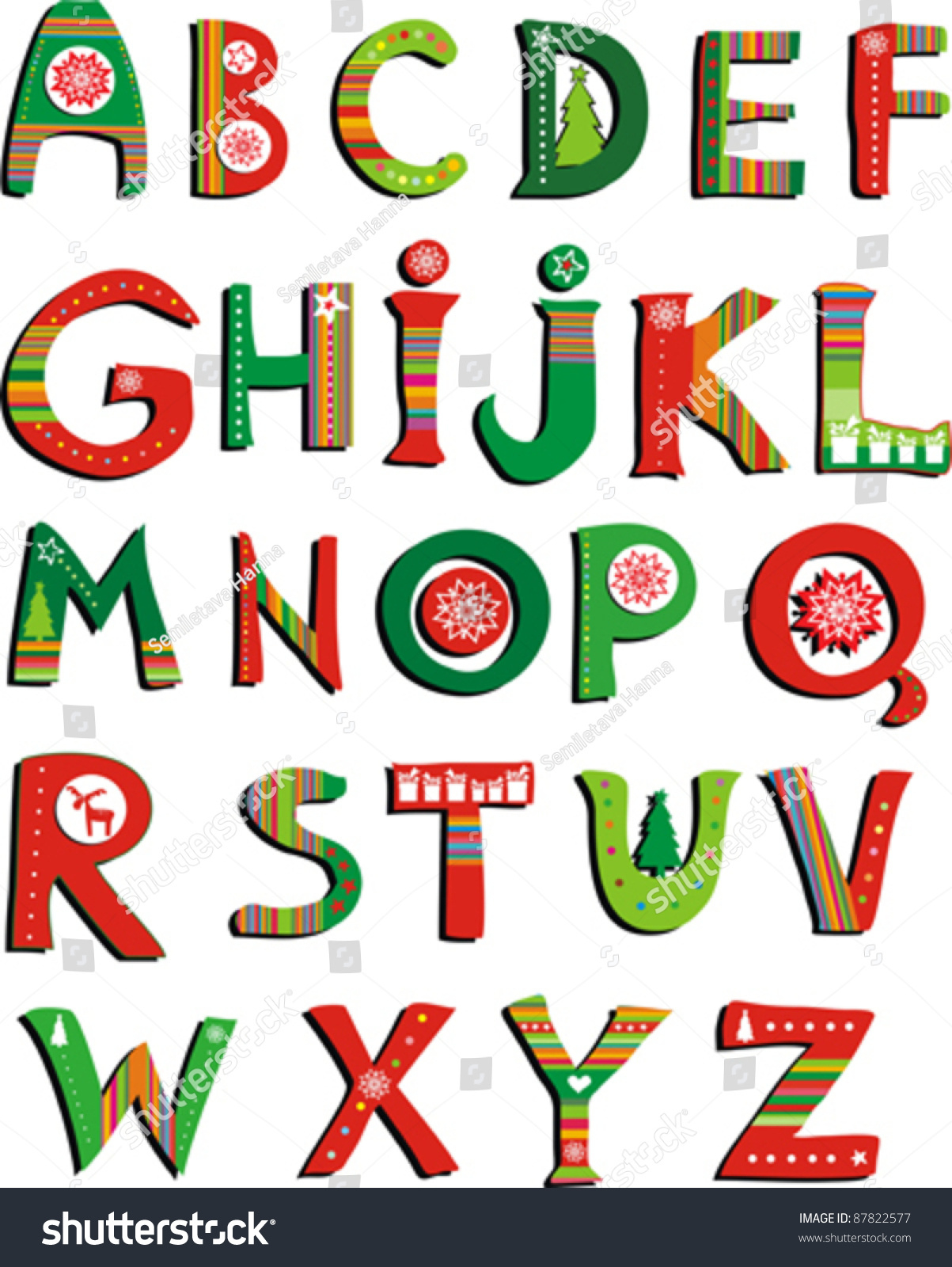 Abc Colorful Christmas Alphabet Isolated On Stock Vector (Royalty with Christmas Alphabet Vector