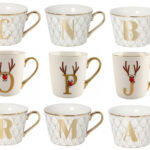 Alphabet Mug Christmas Gold Letters Reindeer Name Initials Mug With Regard To Christmas Alphabet Mug