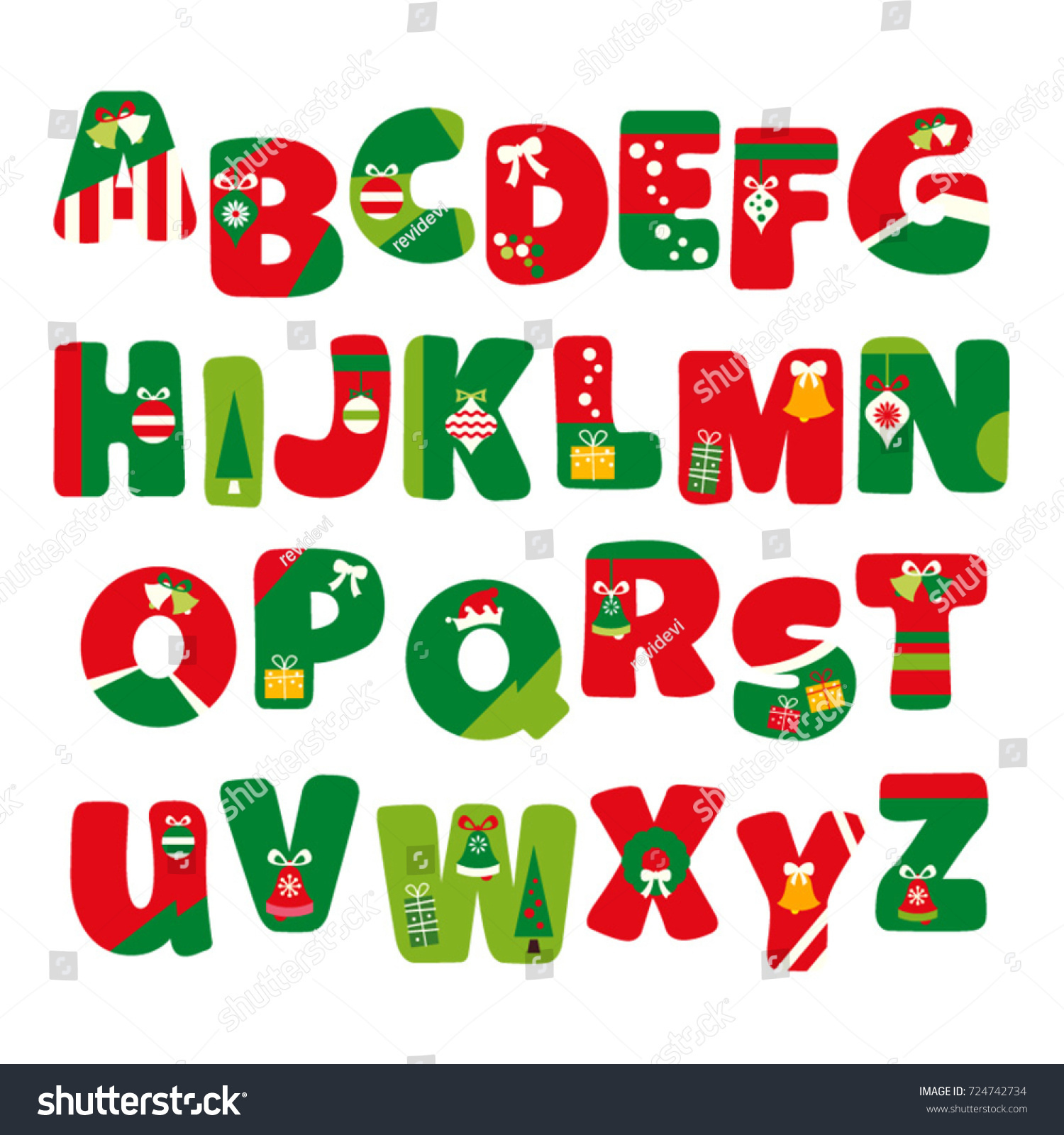 Alphabet Vektor In Weihnachten Thema. Rote: Stock-Vektorgrafik within Christmas Alphabet Vector