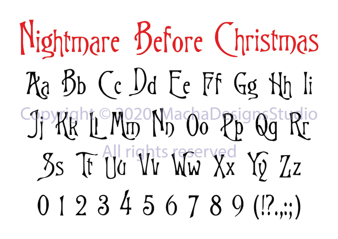 Alptraum Vor Weihnachten Schriftart Svg, Weihnachtsschrift Svg, Druckbare Clipart Svg, Schrift Svg, Digitaler Download, Schrift Download, Sofort throughout Nightmare Before Christmas Font Alphabet