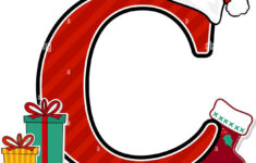 Capital Letter C With Red Santa'S Hat And Christmas Design in Christmas Alphabet Letter C