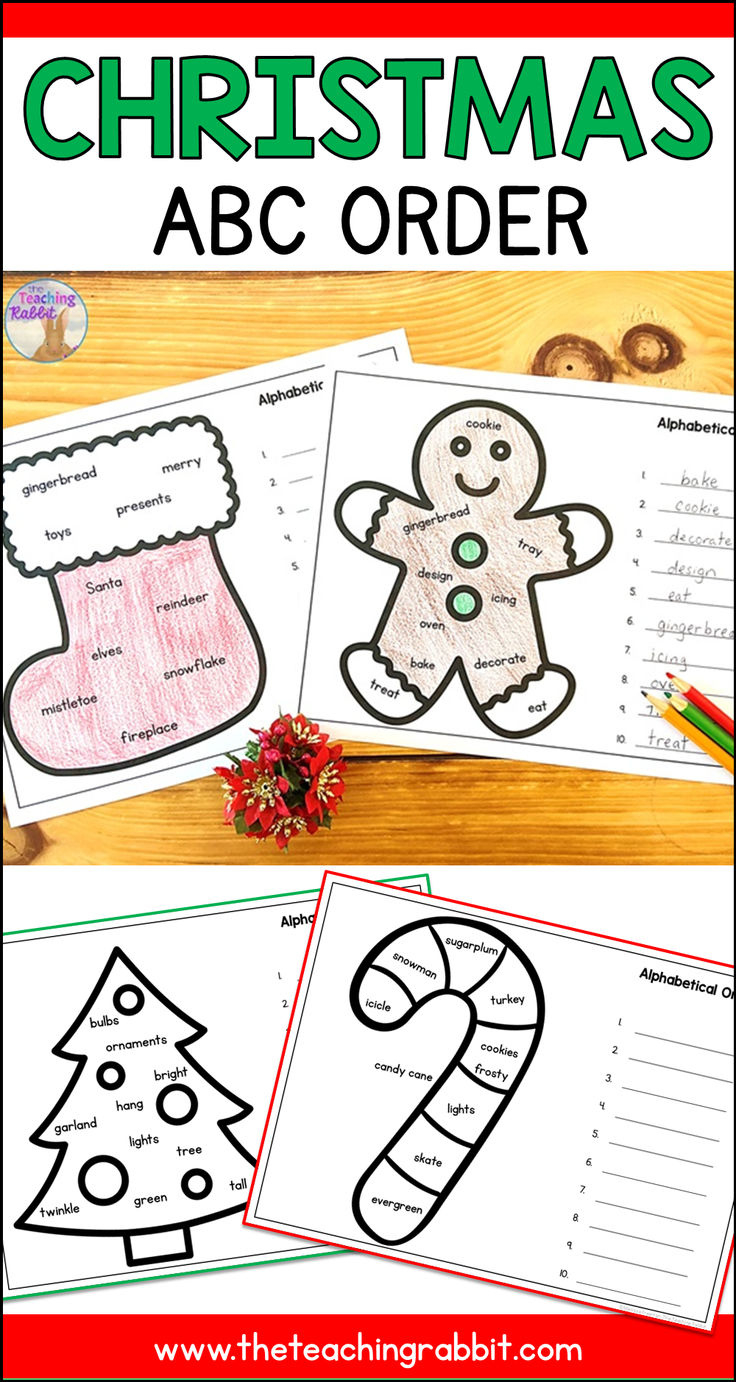 Christmas Abc Order Worksheets - Alphabetical Order Center For Grade 2 in Christmas Alphabetical Order Worksheets