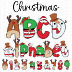 Christmas Alphabet, Christmas Doodle Letters, Reindeer, Elf, Santa For Christmas Alphabet Stickers