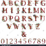 Christmas Alphabet Christmas Fonts Numbers Watercolor Stock Intended For Christmas Alphabet Fonts