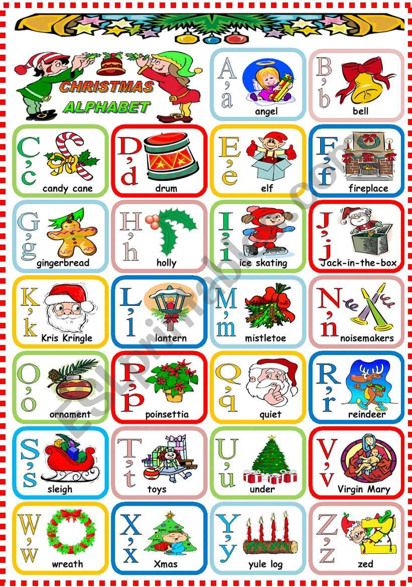 Christmas Alphabet - Esl Worksheetkatiana within Christmas Words With the Alphabet