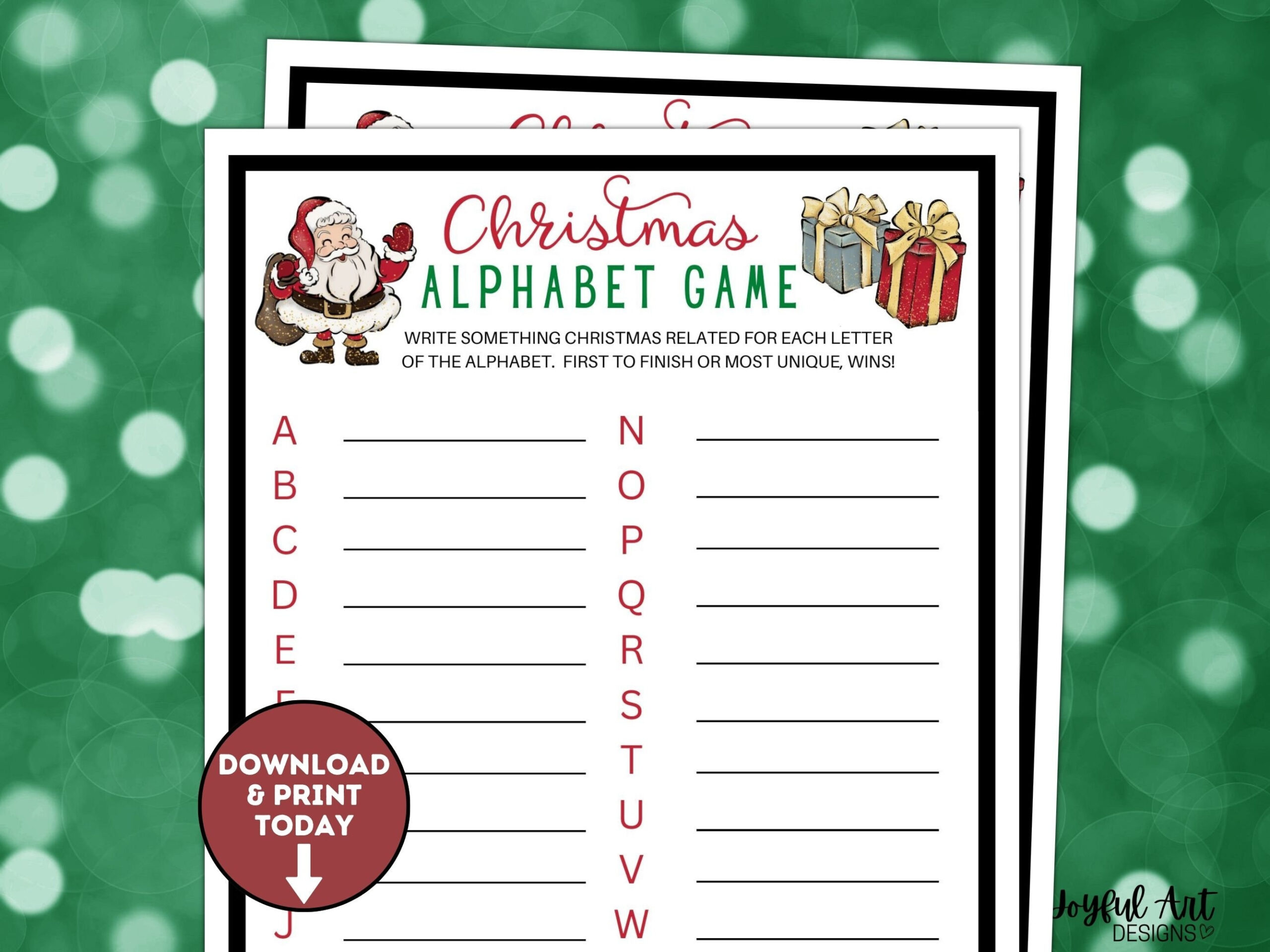 Christmas Alphabet Game / Christmas A-Z List / Christmas Party in Christmas Alphabet List