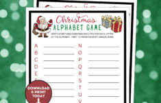Christmas Alphabet Game / Christmas A-Z List / Christmas Party intended for Christmas Alphabet Game Printable