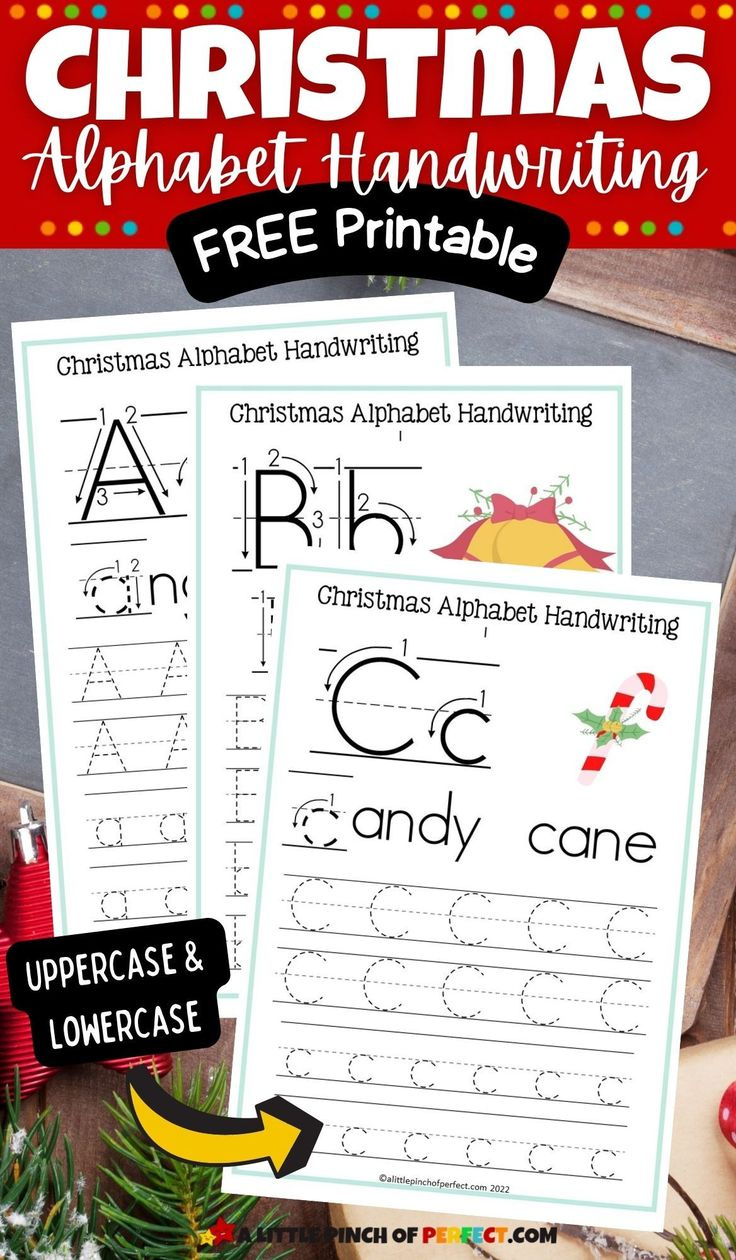 Christmas Alphabet Handwriting Worksheets Free in Christmas Alphabet Writing