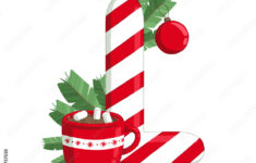 Christmas Alphabet. Illustration Of Letter L With Tree, Cocoa And pertaining to Christmas Alphabet Letter L