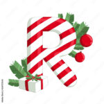 Christmas Alphabet. Illustration Of Letter R With Tree, Gift And Regarding Christmas Alphabet Letter R