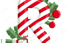 Christmas Alphabet. Illustration Of Letter R With Tree, Gift And regarding Christmas Alphabet Letter R