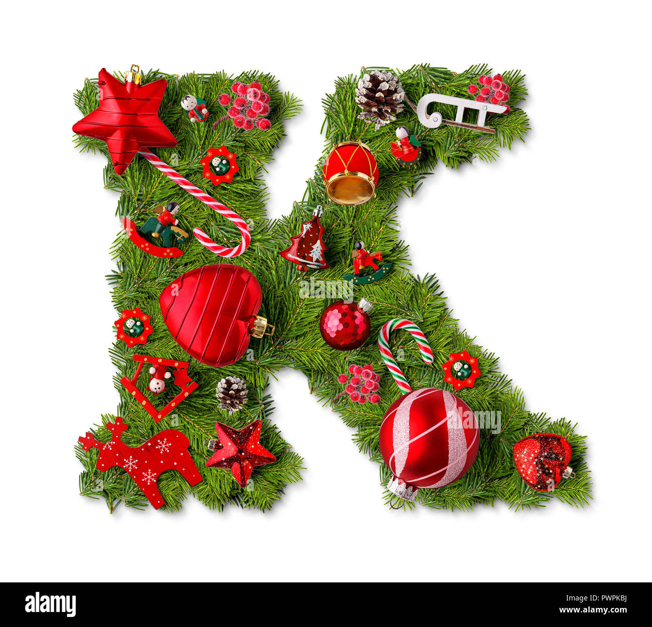 Christmas Alphabet Letter K Isolated On White Stock Photo - Alamy in Christmas Alphabet Letter K