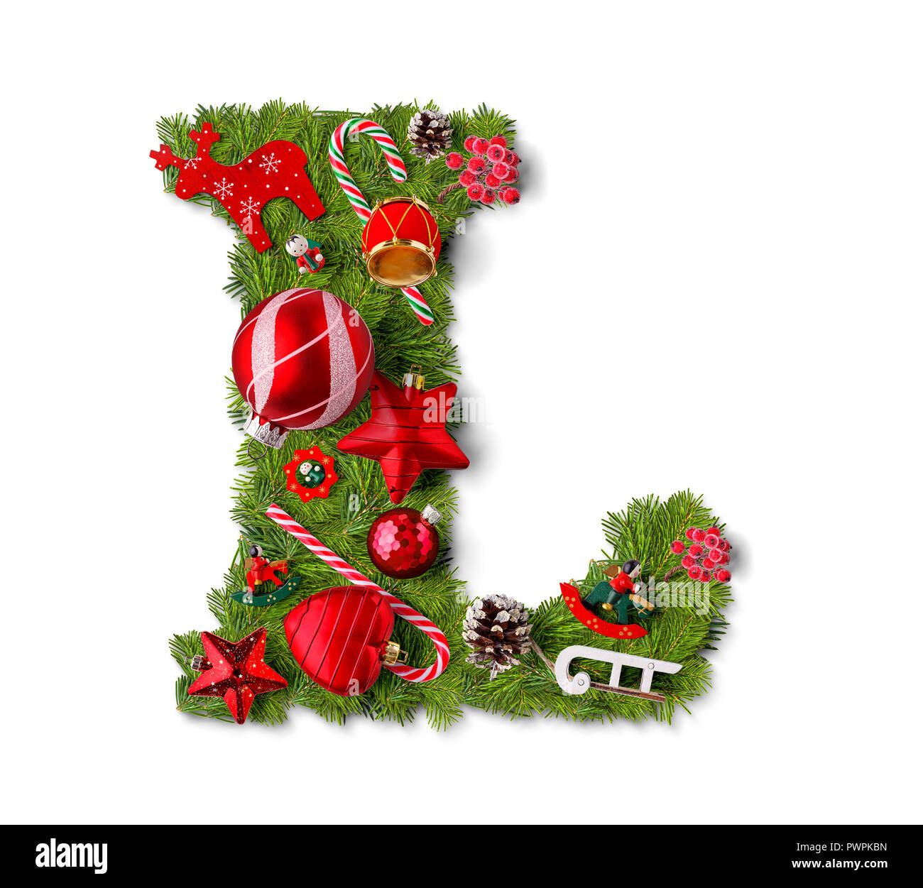 Christmas Alphabet Letter L Isolated On White Stock Photo - Alamy in Christmas Alphabet Letter L