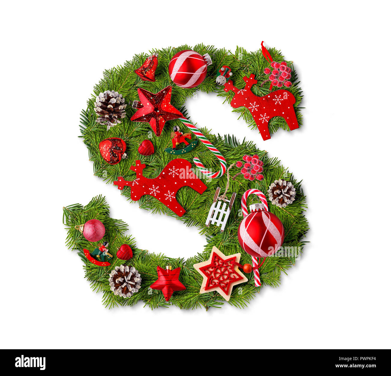 Christmas Alphabet Letter S Isolated On White Stock Photo - Alamy intended for Christmas Alphabet Letters S