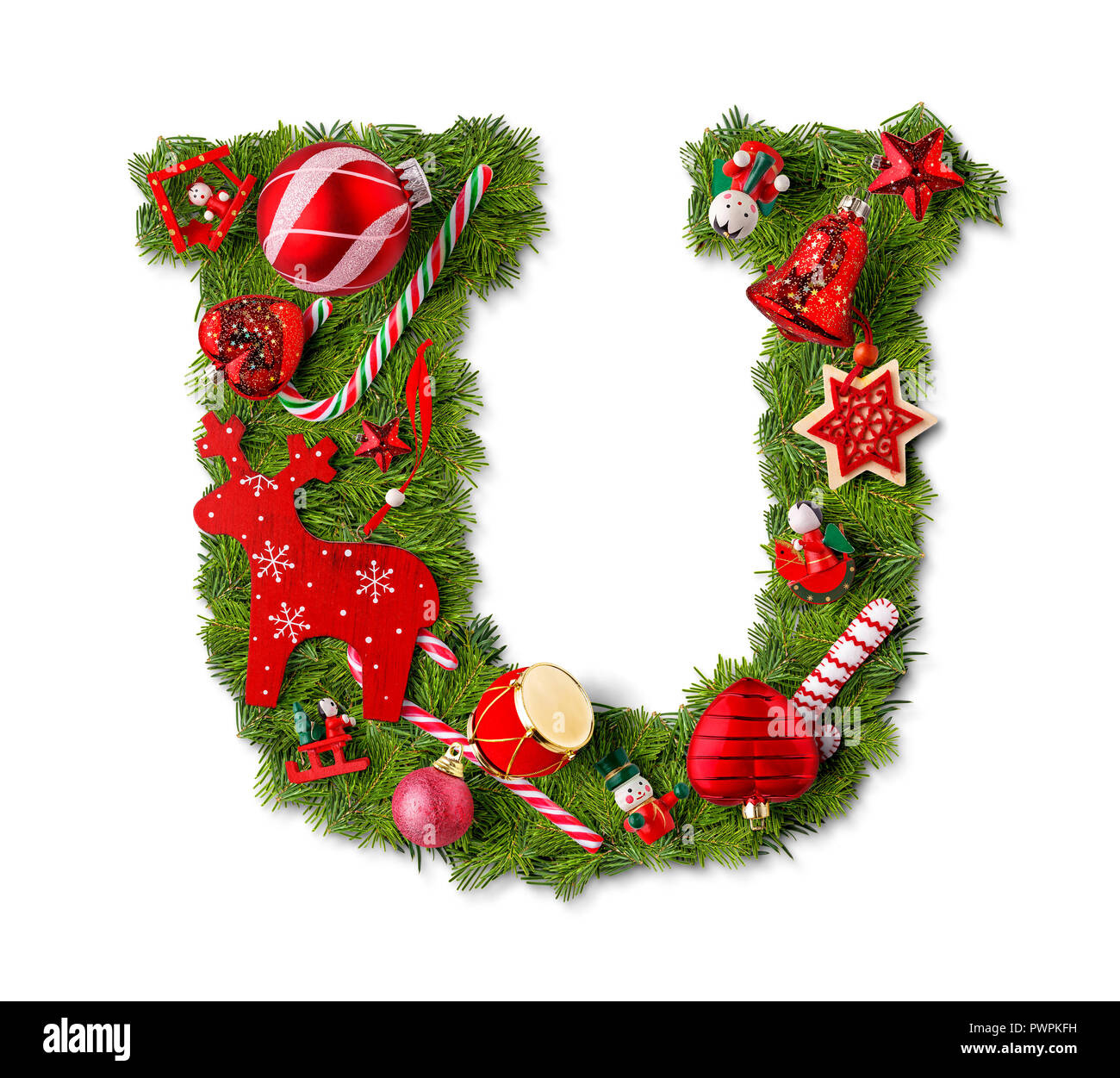 Christmas Alphabet Letter U Isolated On White Stock Photo - Alamy with Christmas Alphabet Letter U