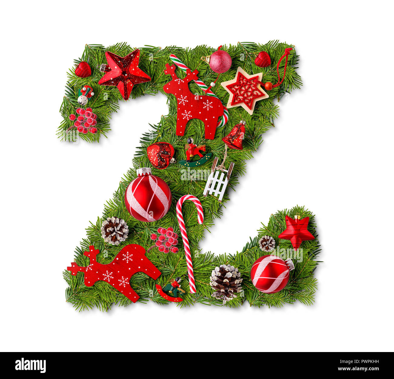 Christmas Alphabet Letter Z Isolated On White Stock Photo - Alamy inside Christmas Alphabet Letter Z