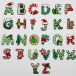 Christmas Alphabet Letters Embroidered Motif Fabric Iron On Patch In Christmas Alphabet Images