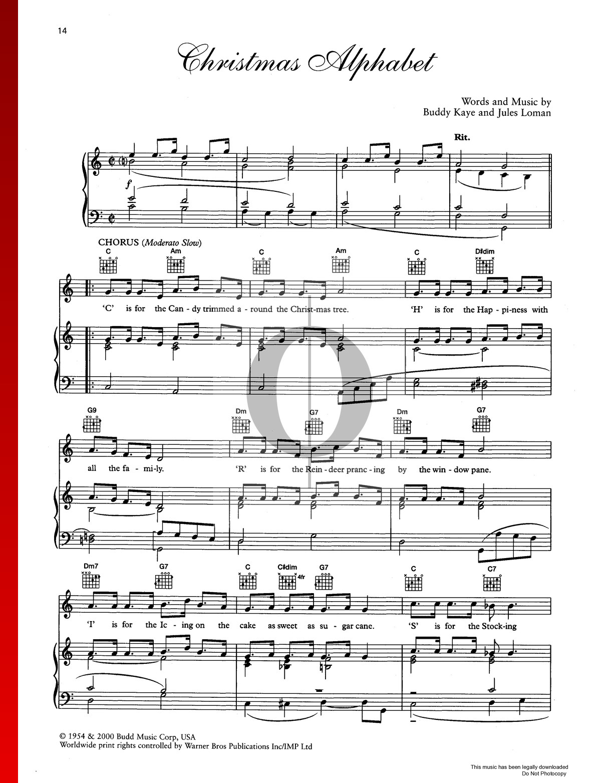 Christmas Alphabet (Mcguire Sisters) Piano Sheet Music - Oktav pertaining to Christmas Alphabet Instrumental